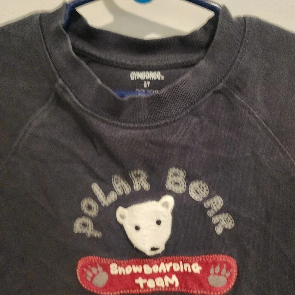 Gymboree Boys 2T Navy Polar Bear Snowboarding Team Raglan Long Sleeve Sweatshirt